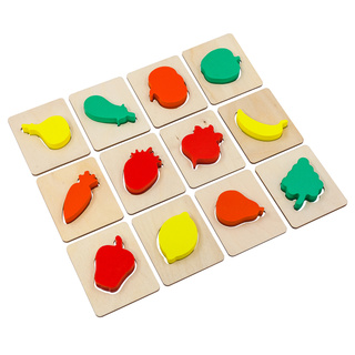 Сортер "Фрукты-овощи" (22,5*13,5 см, 12 рамок, 12 фигурок, мешочек, АТ)
