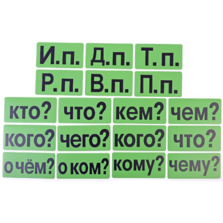 Набор магнитных карточек "Падежи" (фон зелёный) 18 карточек*