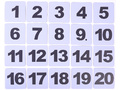 Набор магнитных карточек "Числа от 1 до 20" (фон фиолетовый)
